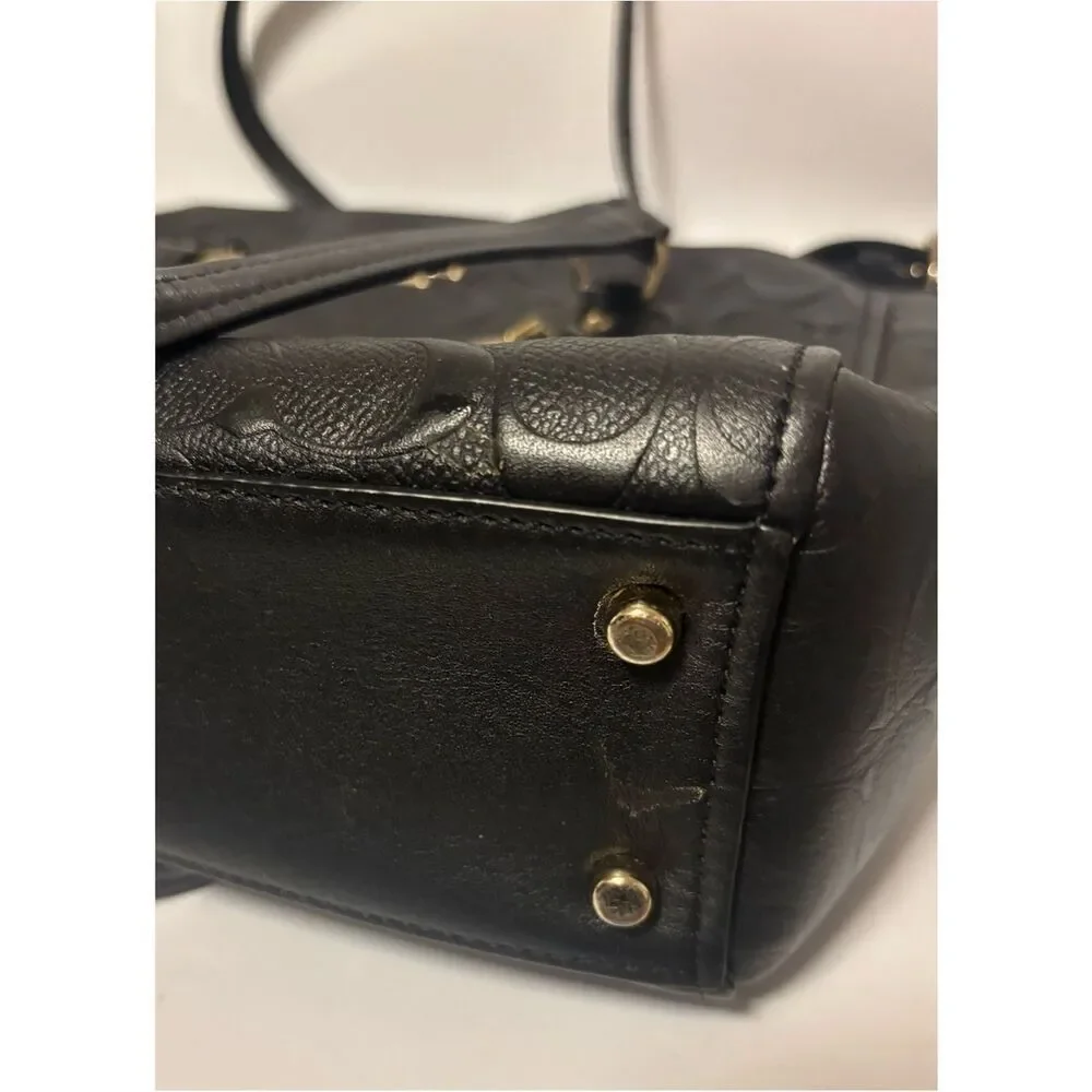 Rare~ Coach STANTON CARRYALL 26 IN SIGNATURE EMBOSSED Black LEATHER
